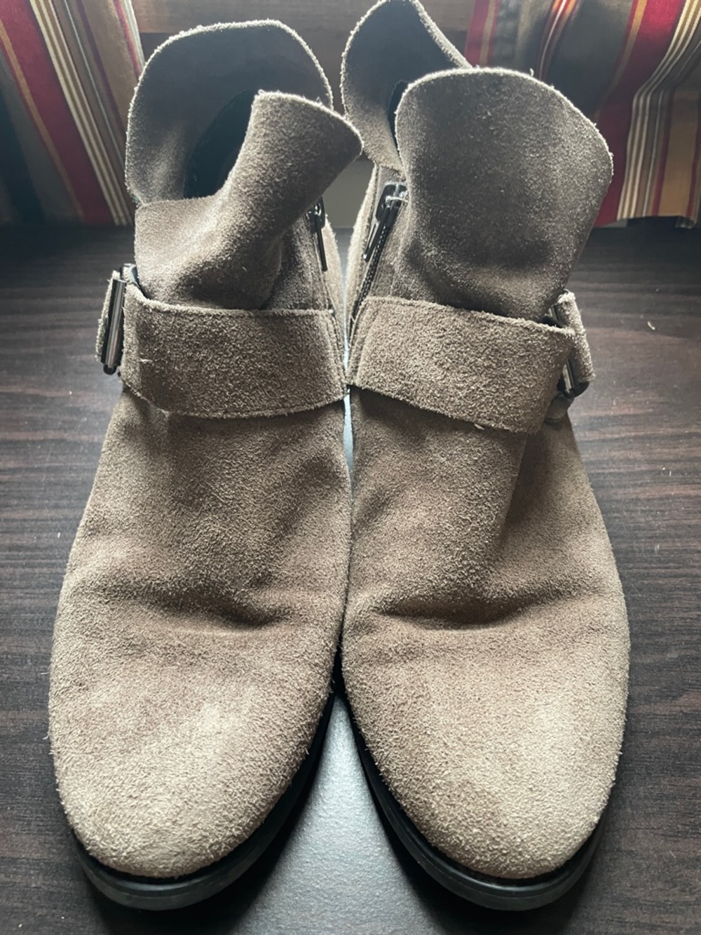 Franco Sarto Gray Suede Ankle Boots - Strap & Side Zip size 8.5 - Picture 4 of 11
